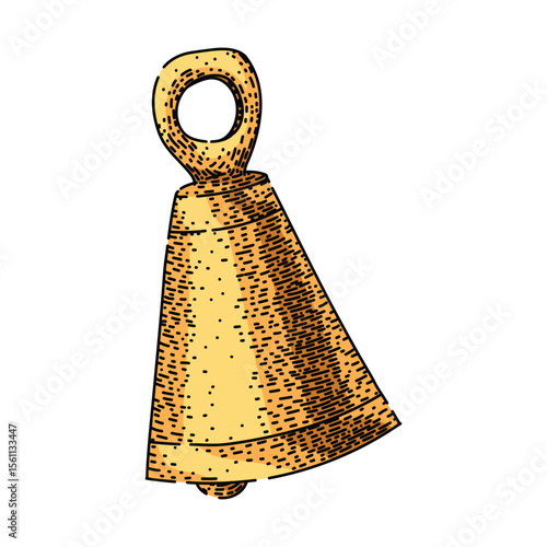shiny gold bell sketch hand drawn vector