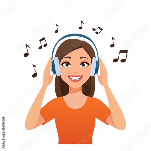 woman enjoying music with headphones