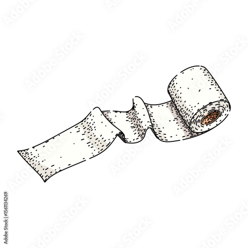 soft toilet paper roll sketch hand drawn vector