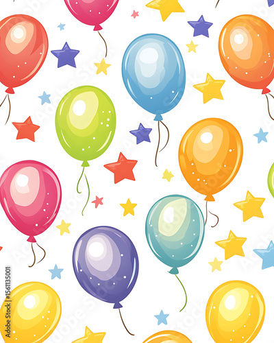 Whimsical and festive birthday-themed illustrations featuring cakes, cupcakes, gift boxes, balloons, party decorations, confetti, and celebratory elements in a playful doodle style.