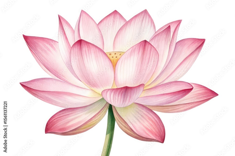 Delicate pink lotus flower watercolor painting on white background Delicate pink lotus flower watercolor painting on white background
