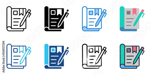 Journal icon set multiple style collection 
