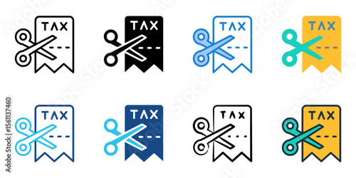 Tax deduction icon set multiple style collection 
