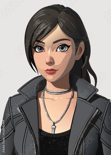 Sensual brunette woman with elegant make-up posing seriously in a studio, highlighting her glamorous face, eyes, and lips