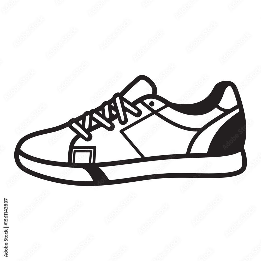 Clean monochrome illustration of a modern sneaker shoe perfect for sport and fashion Clean monochrome illustration of a modern sneaker shoe perfect for sport and fashion