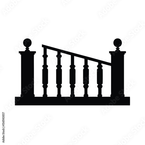 Broken Railing Silhouette Vector Illustration of Damaged Fence