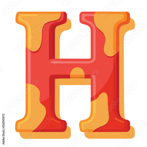 Capital letter H sculpted using light brown clay modeling, artistic handmade texture.