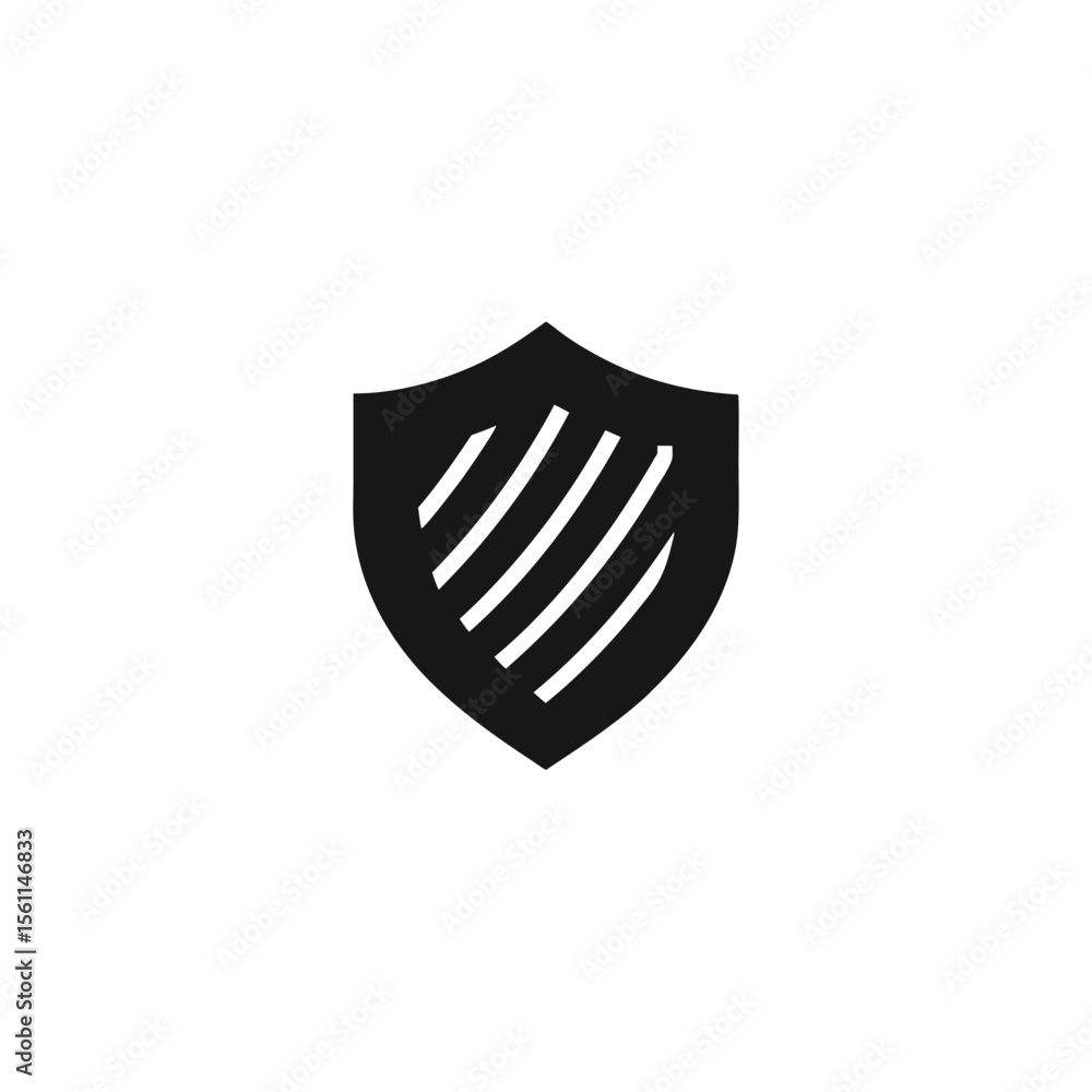 Striped Shield Icon Vector Graphic for Security and Protection Striped Shield Icon Vector Graphic for Security and Protection