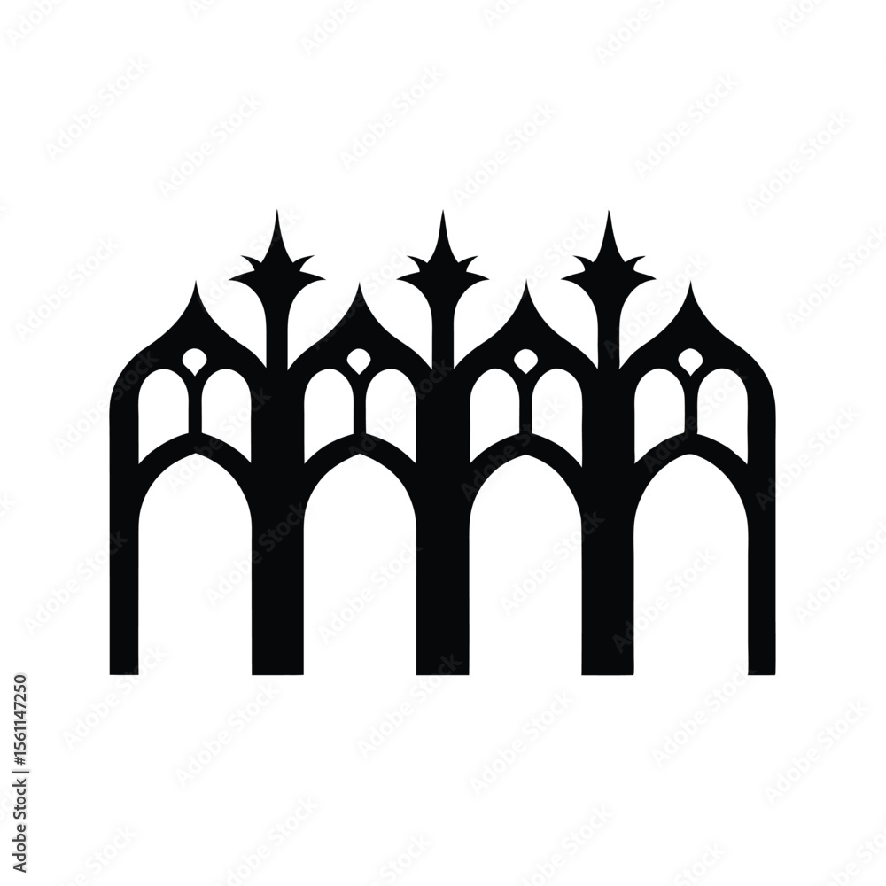 Gothic Arch Design Element Black and White Vector Illustration Gothic Arch Design Element Black and White Vector Illustration
