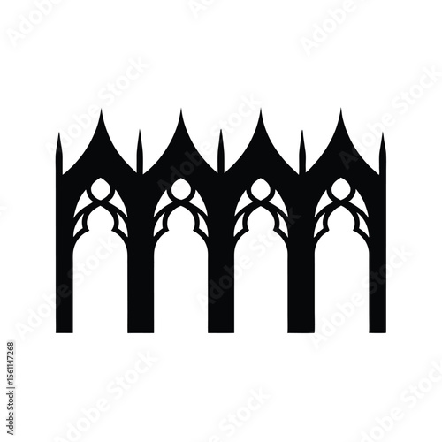 Gothic Arch Trellis Design Black and White Vector Illustration