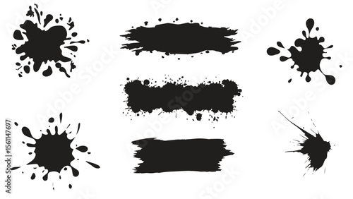 Black ink blot design, black ink blots with various different shapes