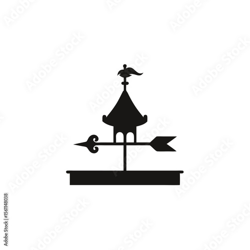 Vintage Weather Vane Illustration Classic Arrow Design, Black Silhouette, EPS Vector Graphic