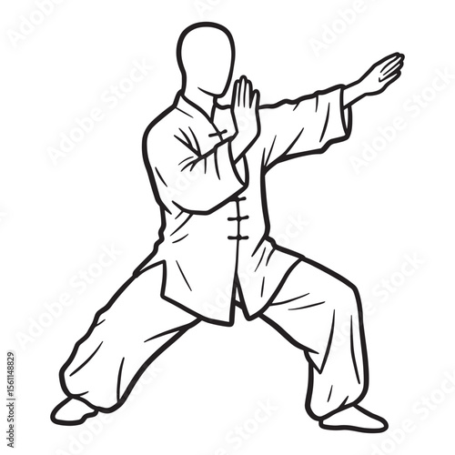 Vector illustration of a person practicing traditional chinese martial arts pose