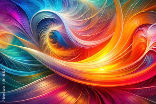 Abstract Swirling Vibrant Hues of Color and Light, a Dynamic Composition of Intertwined, Flowing Lines and Curves
