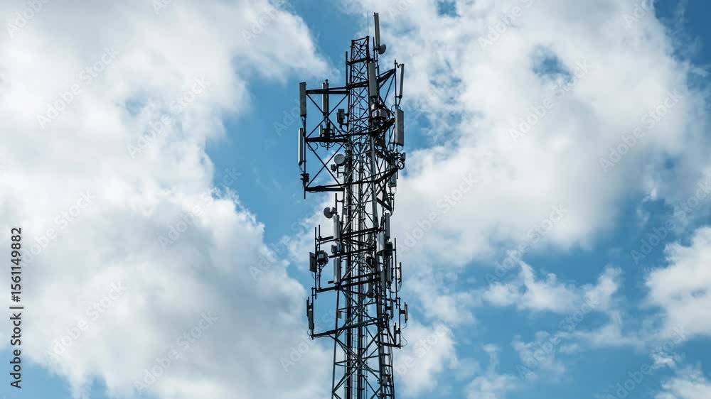 timelapse of older cell tower antennas transmitting data, repeaters for mobile communications and the internet, gps, cellphone, 3g, 4g and 5g telecommunication tower with moving clouds, storm. 4k loop timelapse of older cell tower antennas transmitting data, repeaters for mobile communications and the internet, gps, cellphone, 3g, 4g and 5g telecommunication tower with moving clouds, storm. 4k loop