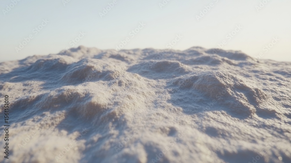 Close-up view of textured, light-gray surface, resembling snow or powdered substance. Close-up view of textured, light-gray surface, resembling snow or powdered substance.