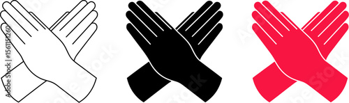 Crossed hands vector illustration for stop sign or rejection gesture graphic design and symbol concept editable vector illustration