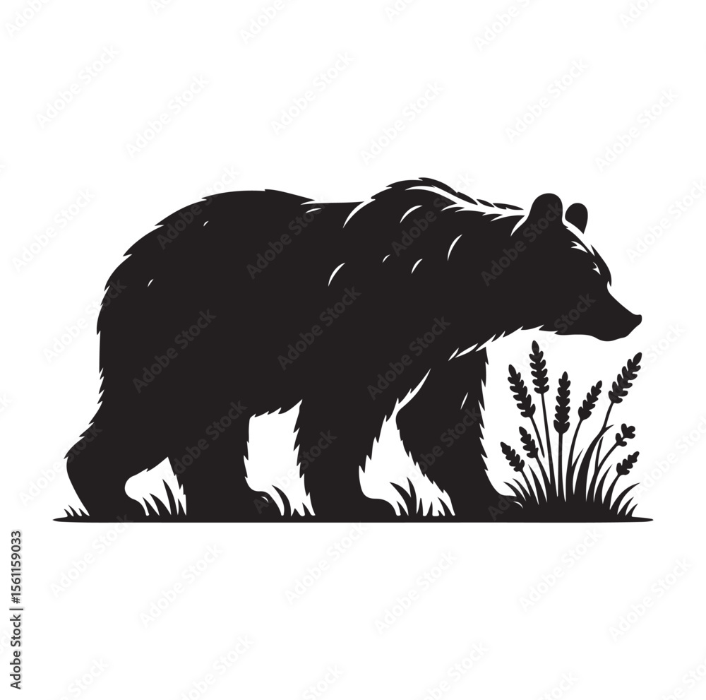 Obraz premium bear silhouettes vector, set of animals Brown grizzl Black vector