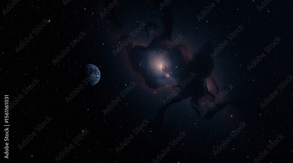 Fototapeta premium Cosmic Symphony: A Breathtaking Dance of Planets, Moons, Nebulas, and Stars in a Galactic Wonderland.