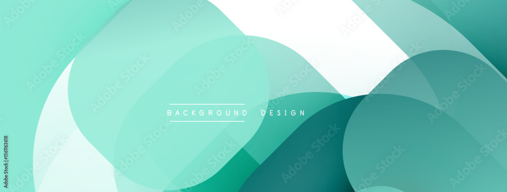 Fototapeta premium Abstract fluid shapes, teal hues, white space. Modern design element, smooth gradients, overlapping forms create dynamic visual.