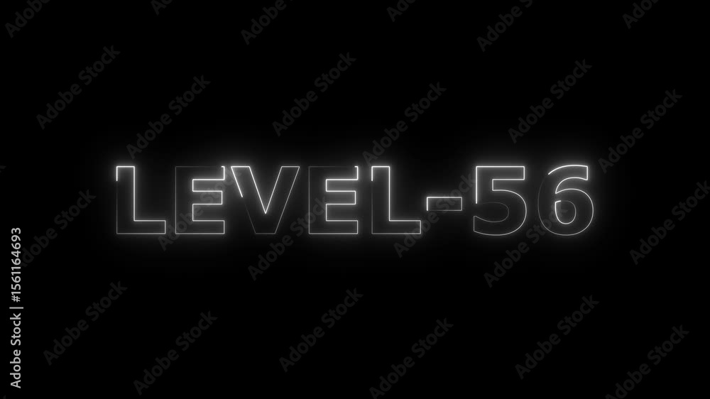 a glowing neon LEVEL fifty-six 56 text animation video a glowing neon LEVEL fifty-six 56 text animation video