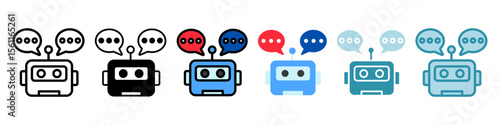 Chatbot multi style, mini illustration icon set. Vector for modern concept, print, UI, UX kit, web and app development. Related to product offering, marketing, business.