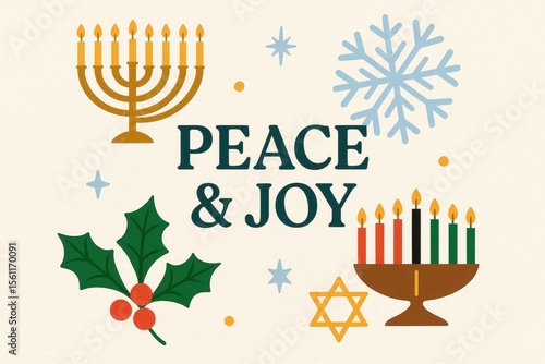 Winter Holiday Symbols, Christmas, Xmas, Peace, Joy, Symbols, Menorah, Holiday, Star, Hanukkah