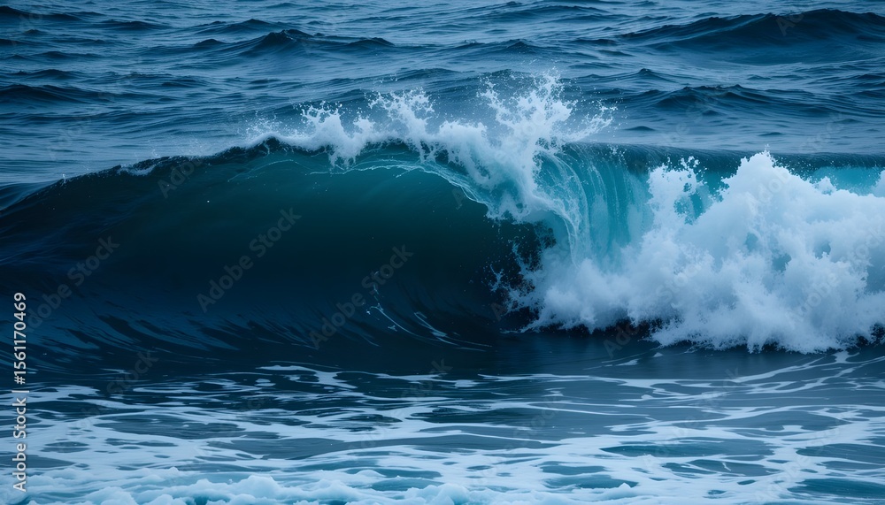 Fototapeta premium Dark Blue Ocean Waves Deep and Powerful Natural Water Background