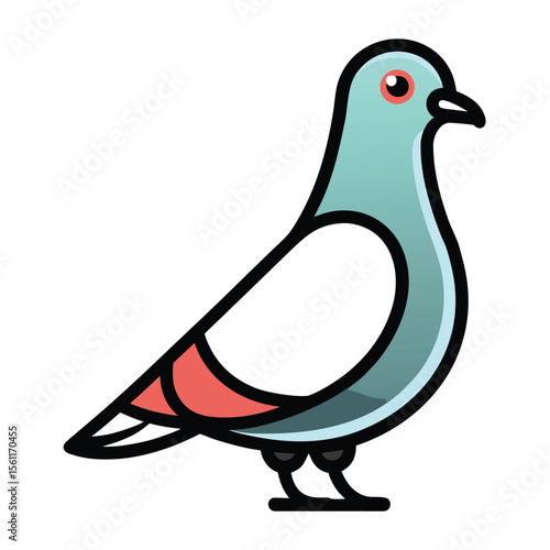 minimalist pigeon standing peacefully black out.eps