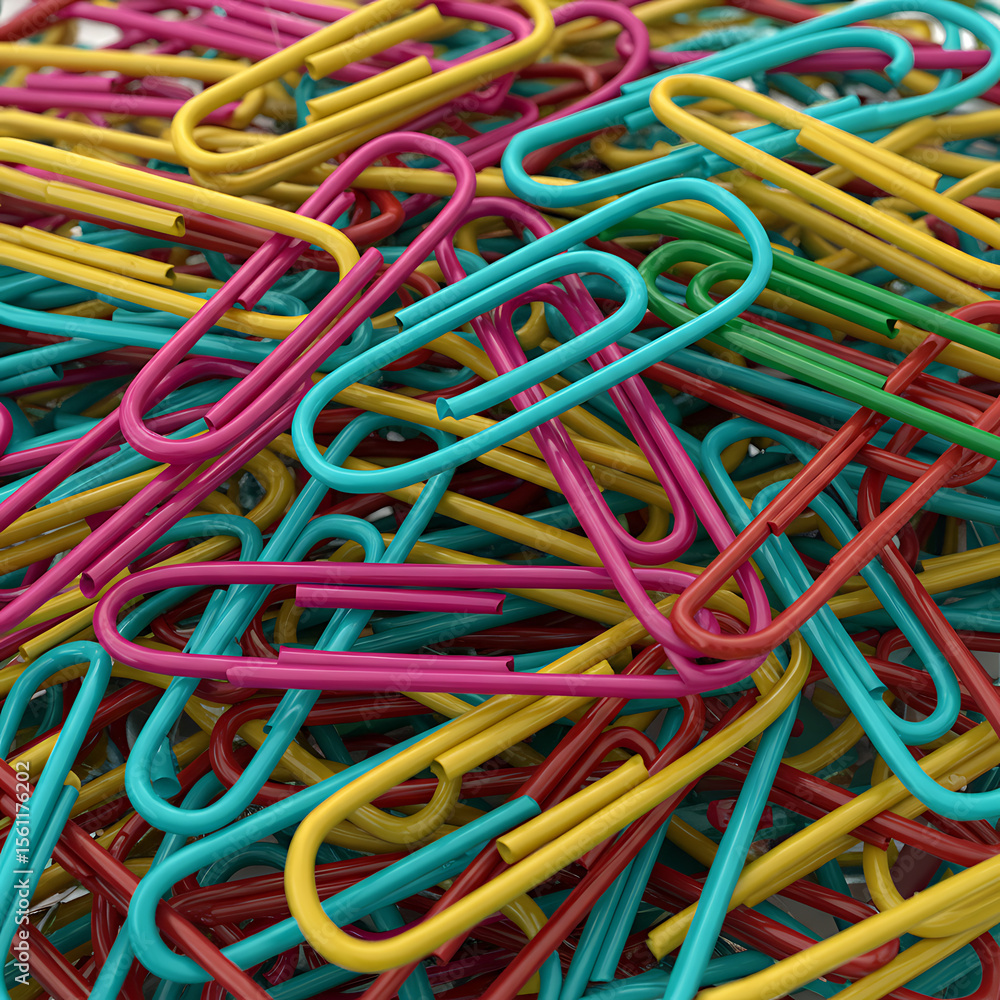 Vibrant Pile of Colorful Paperclips A Close-Up Macro Shot Vibrant Pile of Colorful Paperclips A Close-Up Macro Shot