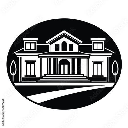 luxury villa house modern flat vector style icon