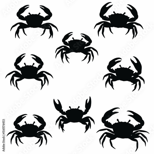 Set of Black Crab Silhouettes