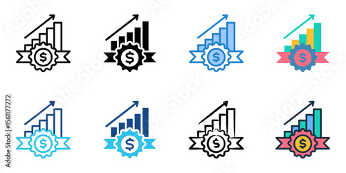 Revenue recognition icon set multiple style collection 
