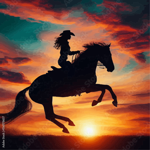 horse silhouette at sunset