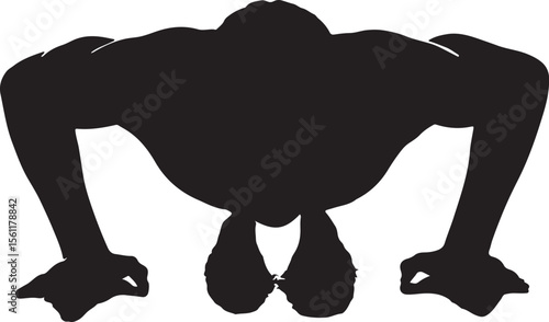 Silhouette illustration of a person doing a pushup exercise demonstrating fitness and strength in a workout session.