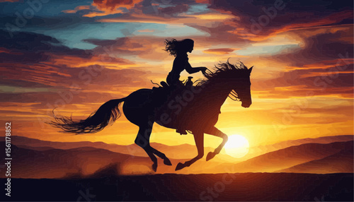 horse on sunset