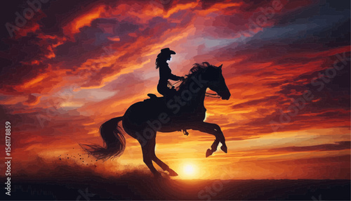 horse on sunset