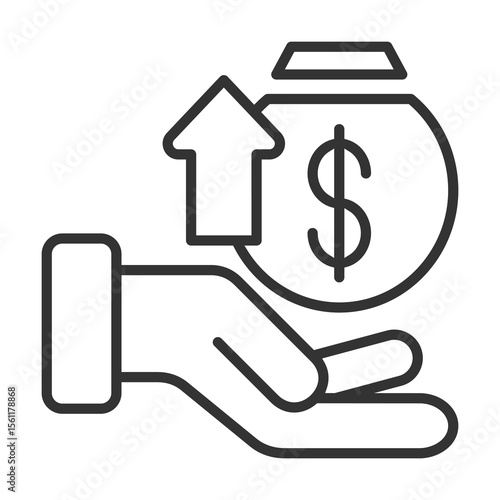 Earning Icon Outline Style. Vector Illustration Design