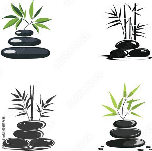 spa stones and bamboo