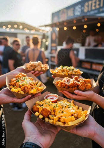 pizza in the restaurant, Delicious food truck feast urban street culinary experience vibrant environment close-up view food and flavor exploration