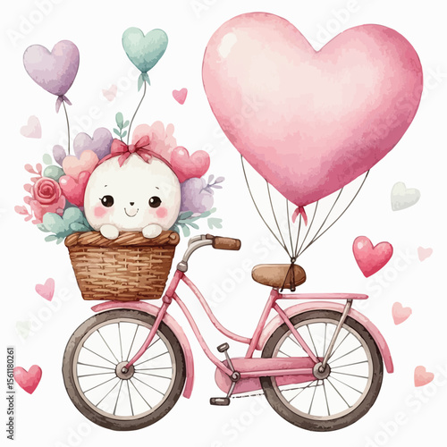 pink bicycle with balloons