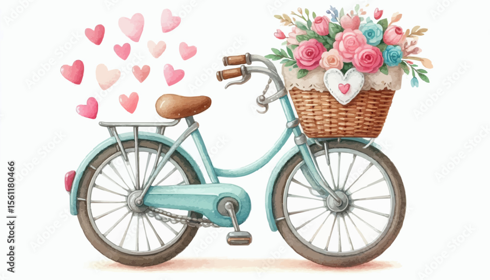 Fototapeta premium pink bicycle with flowers