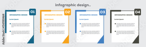 Infographic design for business concept with note papers. Can be used for info graphics, flow charts  and your design. infographic design template with 4 options or steps.