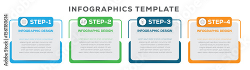 Infographic design for business concept with note papers. Can be used for info graphics, flow charts, presentations, web sites, Business concept with 4 options, vector illustration.