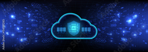 AI solution, cloud storage technology, big data background concept.