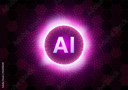 Artificial intelligence (AI) solutions technology concept, vector design.