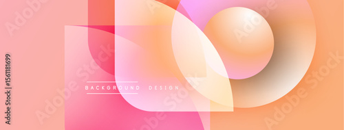 Abstract geometric shapes, soft pinks, oranges blend. Modern design, gradient effect, subtle texture creates visual interest.