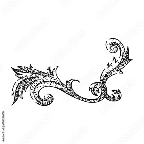 scrollwork baroque victorian border sketch hand drawn black