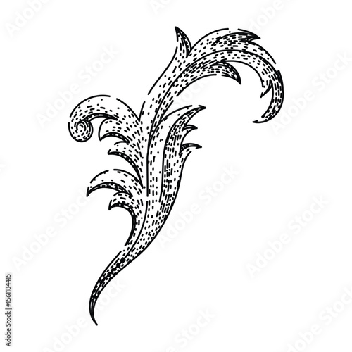 rococo baroque victorian border sketch hand drawn black