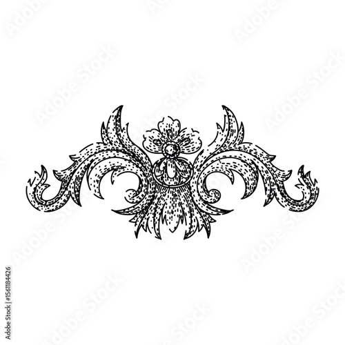 intricate baroque victorian border sketch hand drawn black